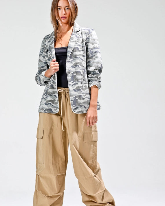 NoaBoa Camo Button Down Blazer