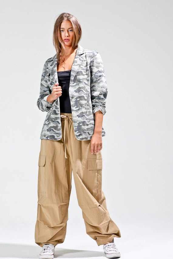 NoaBoa Camo Button Down Blazer