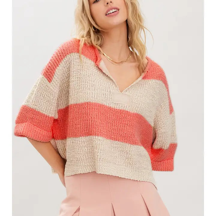 Illa Illa Striped V-Neck Sweater