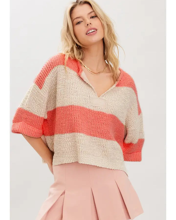 Illa Illa Striped V-Neck Sweater