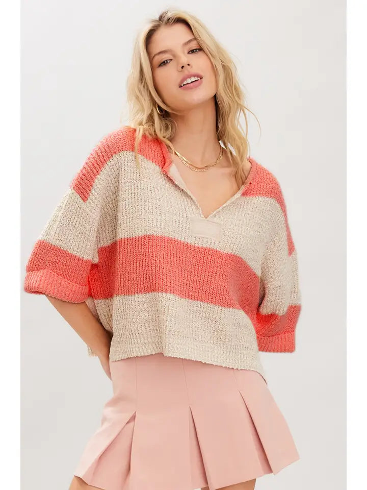 Illa Illa Striped V-Neck Sweater