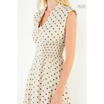 Sleeveless Zipper Polka Dot Dress