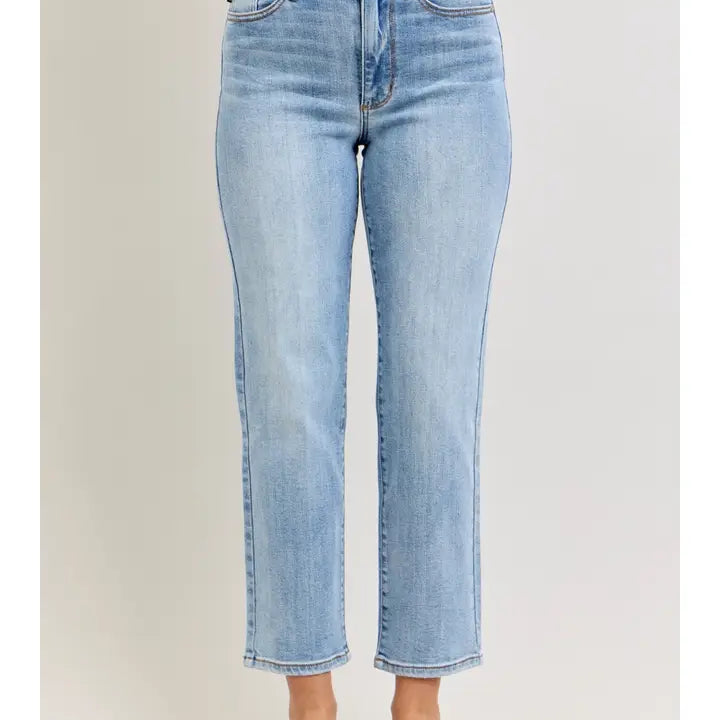 Judy Blue High Rise Light Wash Ankle Straight Jeans