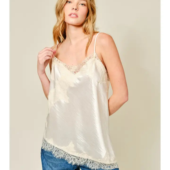 Seraphina Asymmetrical Satin Lace Camisole
