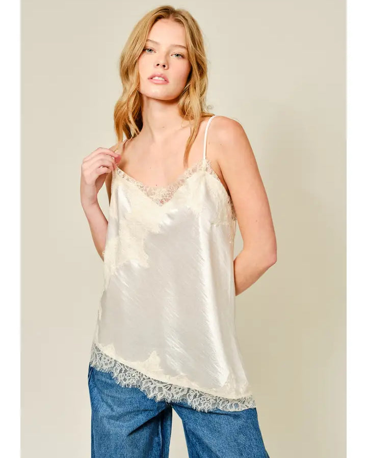 Seraphina Asymmetrical Satin Lace Camisole