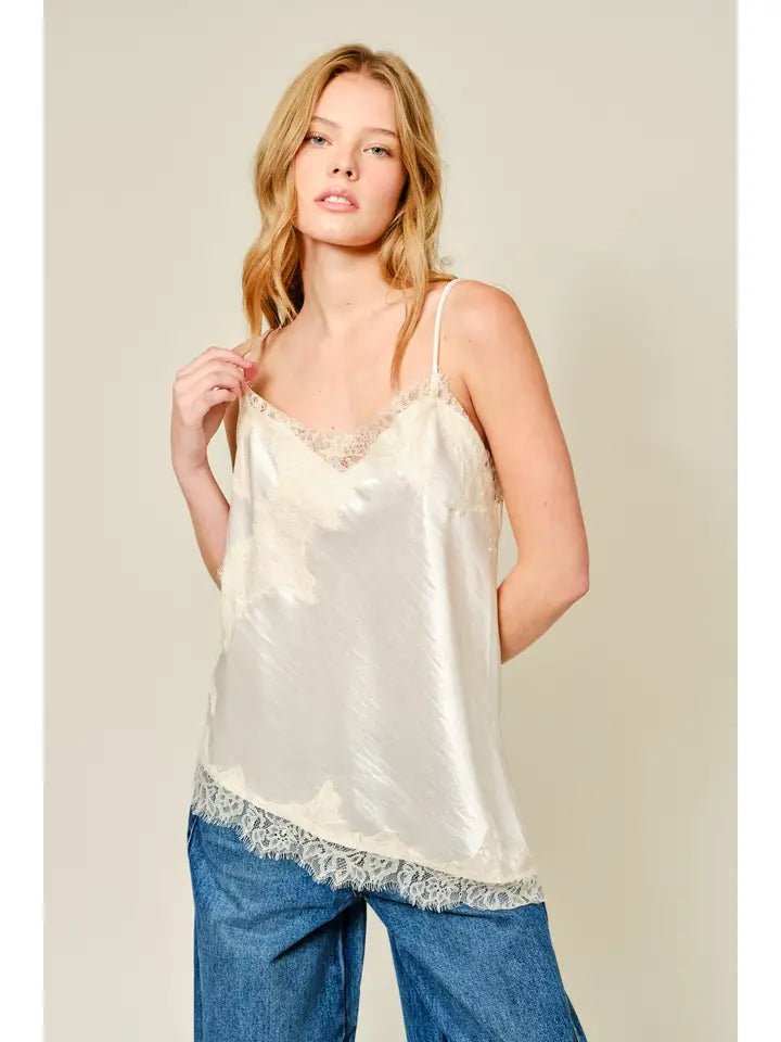 Seraphina Asymmetrical Satin Lace Camisole