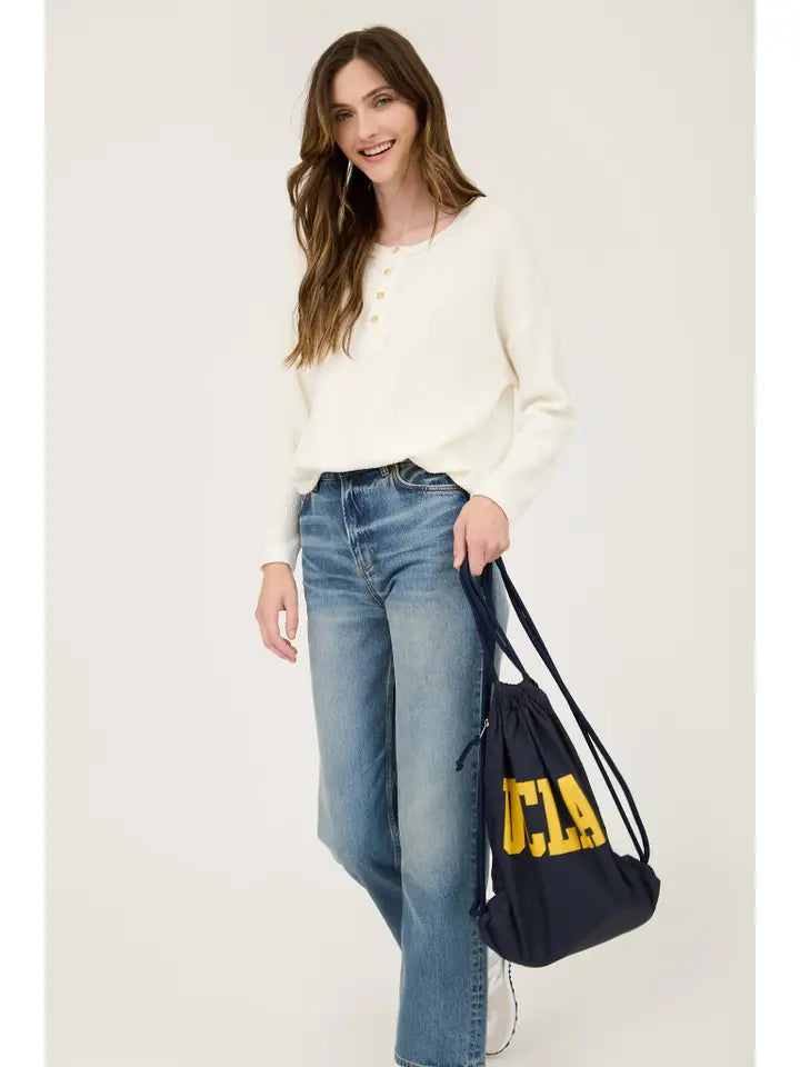 Blu Pepper Waffle Knit Henley Top