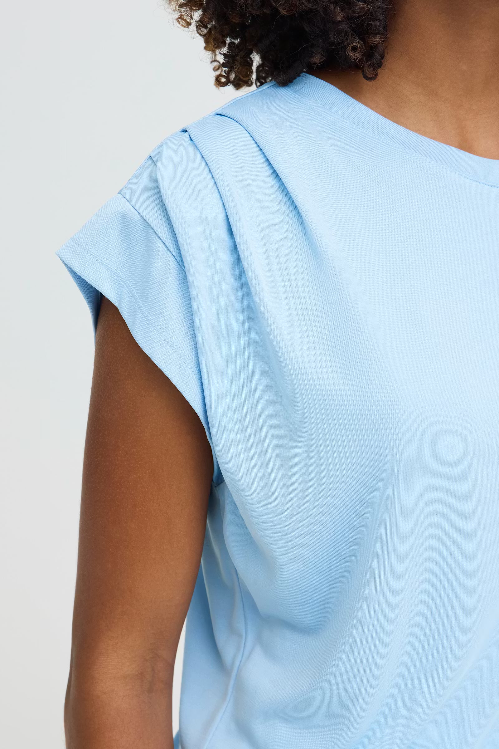 ICHI Pleated Shoulder Top