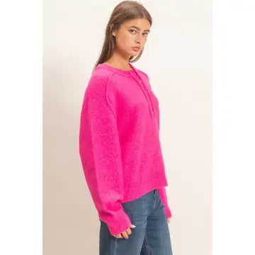 Cozy Reverse Seam Henley Sweater