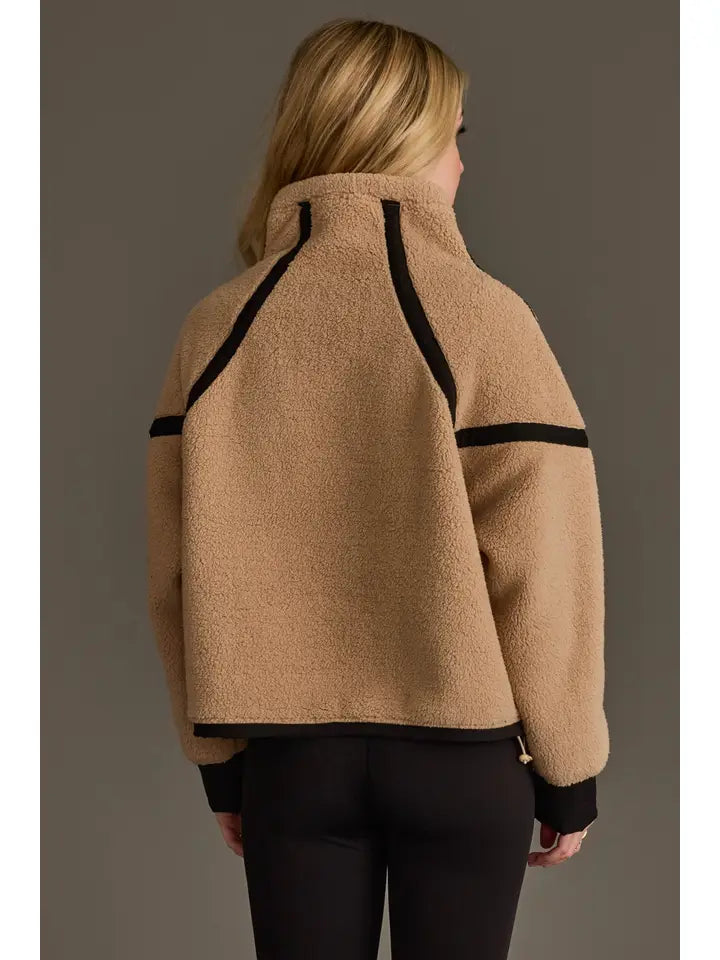 Cozy Relaxed Fit Half-Zip Sherpa Fleece Sweatshirt