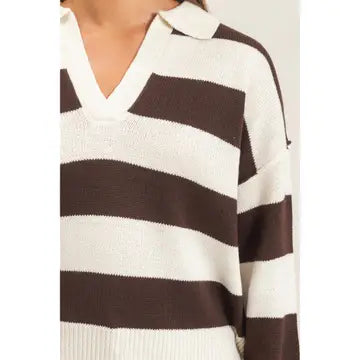 The Preppy Chic Rugby Stripe Polo Sweater