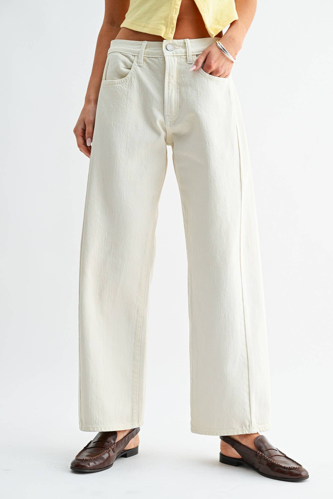 Twisted High Rise Stretch Barrel Jean - ECRU - DP865