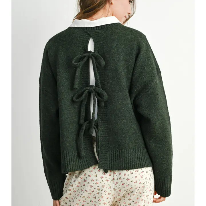 Solid Tie Back Sweater Top