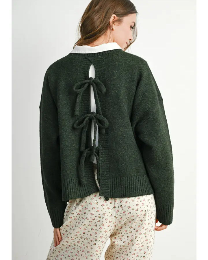 Solid Tie Back Sweater Top