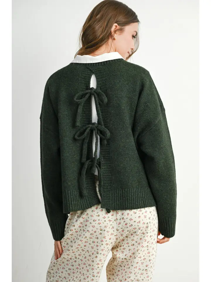 Solid Tie Back Sweater Top
