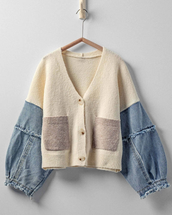 Denim Cardigan Casual Sweater