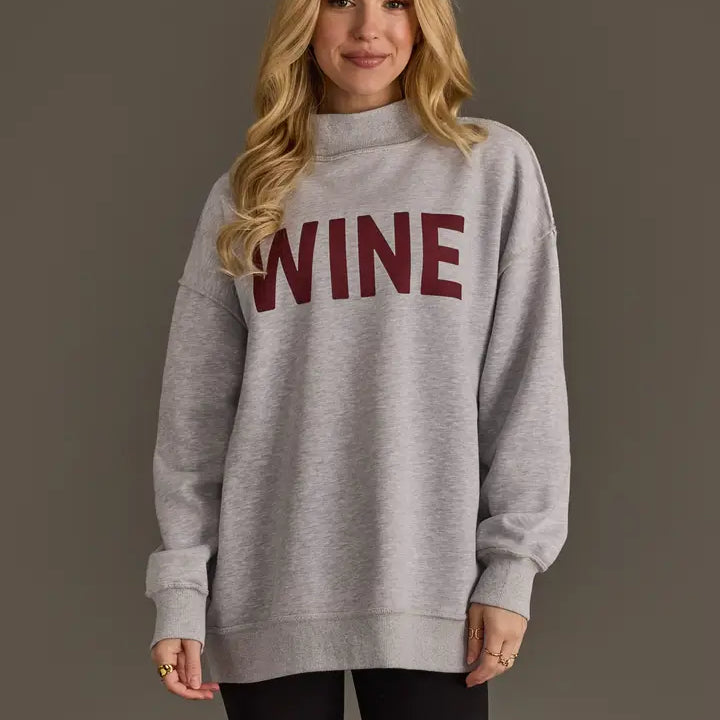 Lt. Gray Wine & Prosecco Reversible Sweatshirt