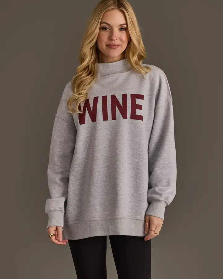 Lt. Gray Wine & Prosecco Reversible Sweatshirt