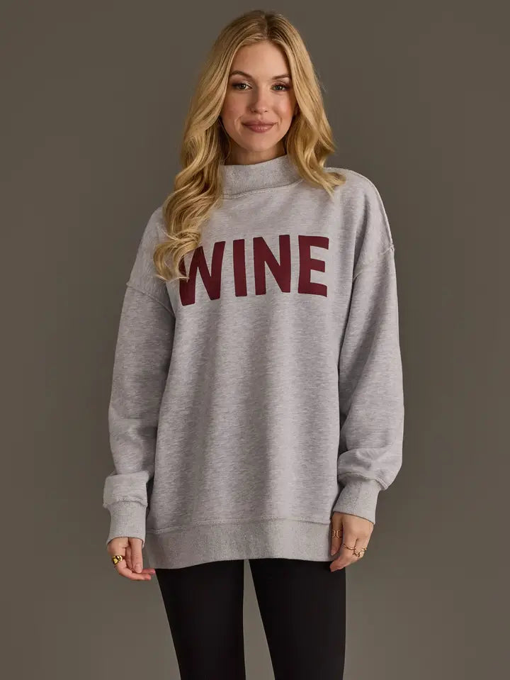 Lt. Gray Wine & Prosecco Reversible Sweatshirt