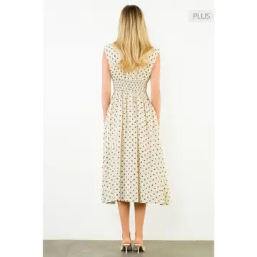 Sleeveless Zipper Polka Dot Dress