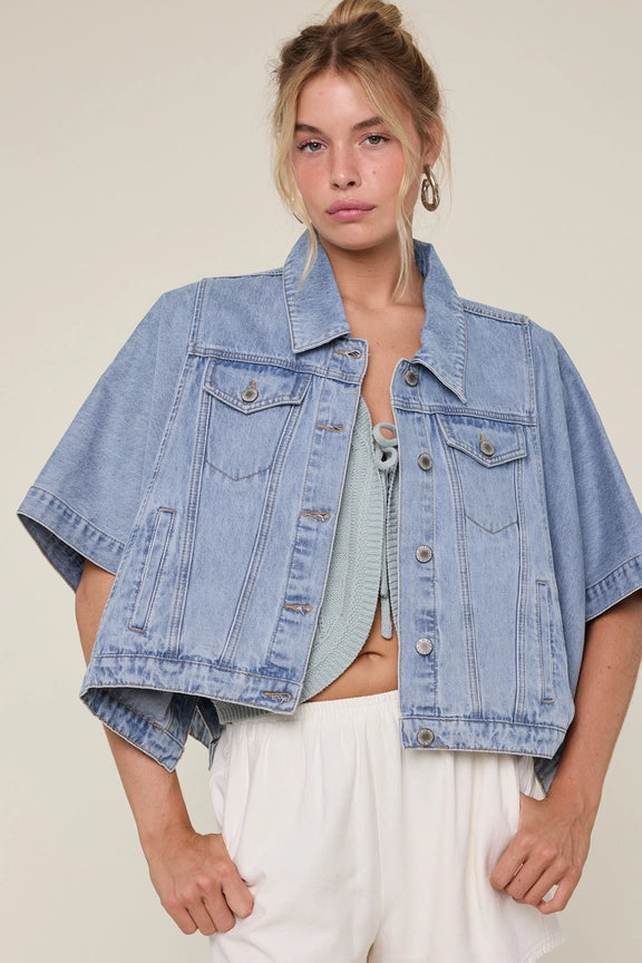 Wishlist Denim Poncho Jacket
