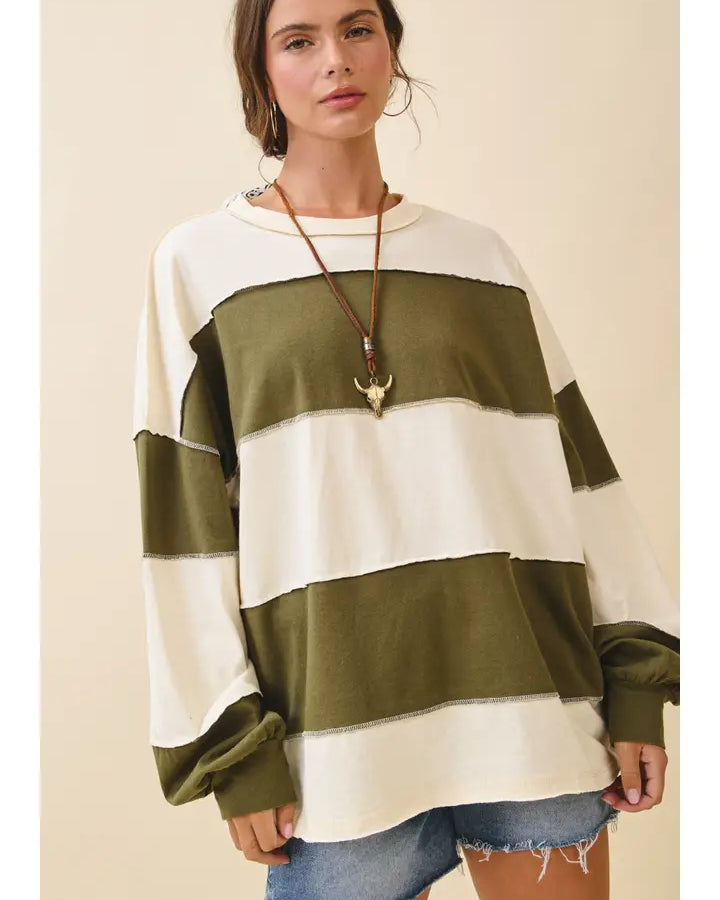 Piper Contrast Panel Slouchy Long Sleeve Tee