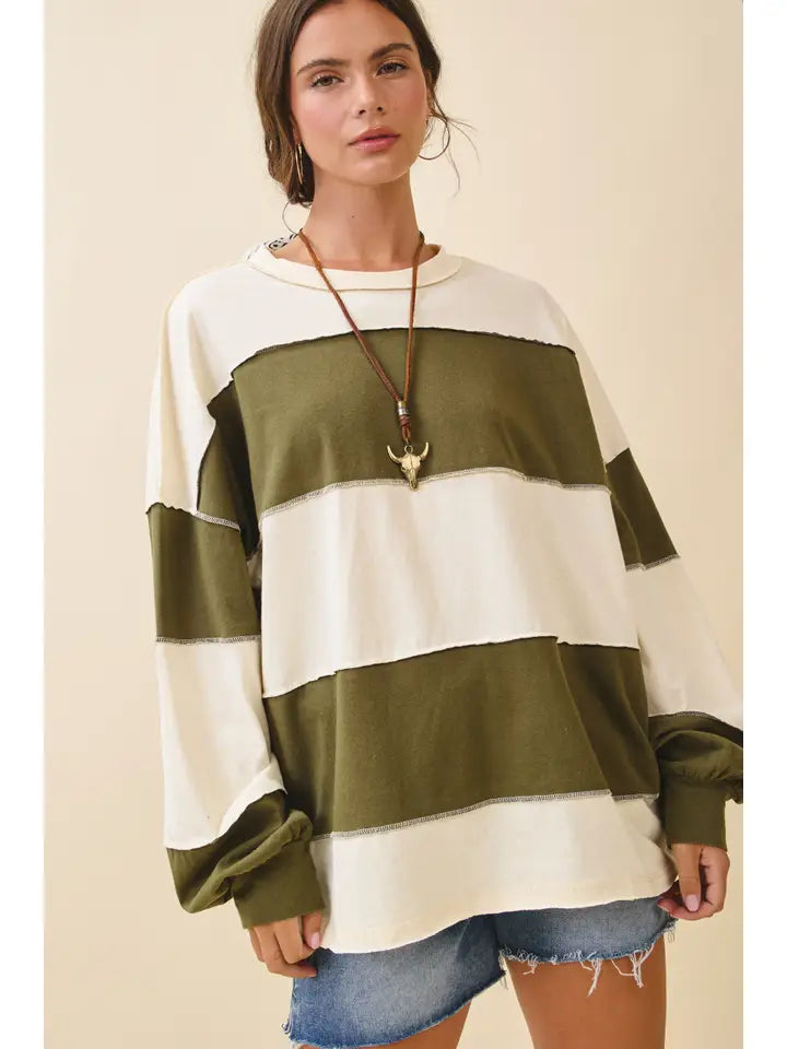 Piper Contrast Panel Slouchy Long Sleeve Tee