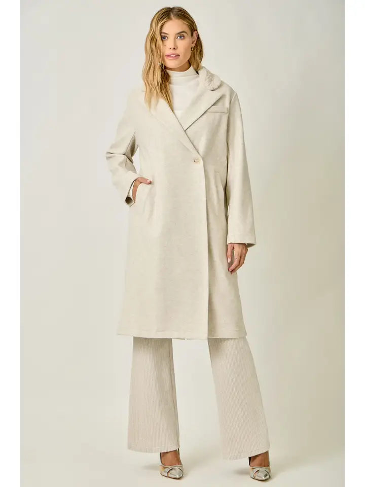 Mystree Fur Collar Long Coat