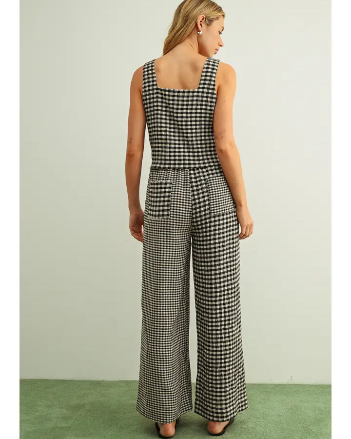 Modern Muse Mixed Gingham Straight Leg Pants