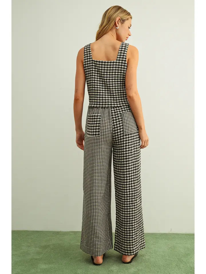 Modern Muse Mixed Gingham Straight Leg Pants