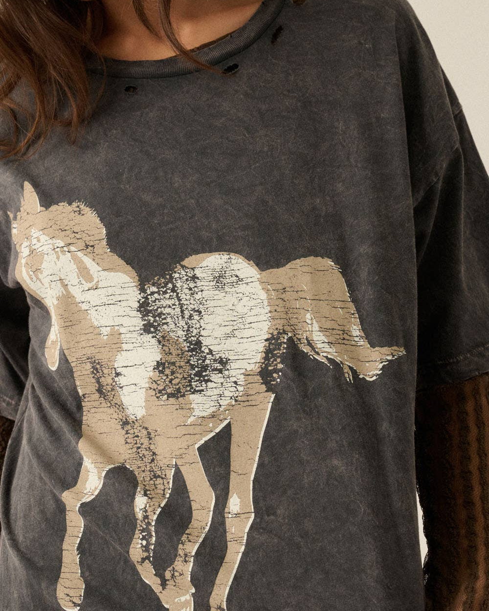 Vintage Horse Oversized Distressed Graphic Tee