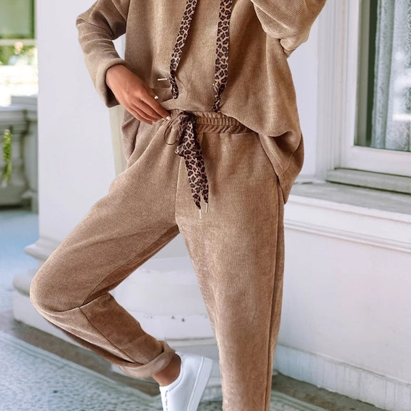 Ldc Pullover Hoodie and High Waist Pants Corduroy Suit