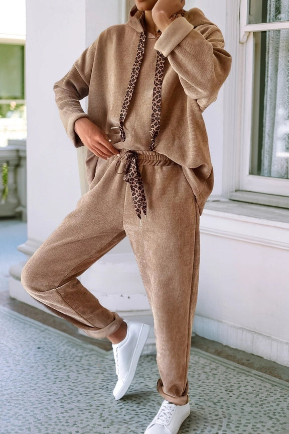 Ldc Pullover Hoodie and High Waist Pants Corduroy Suit