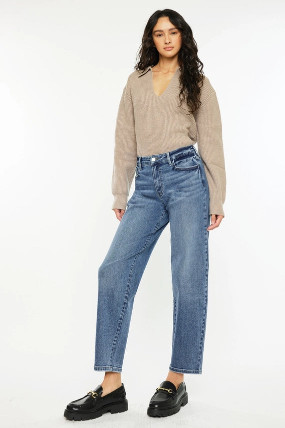 Kan Can  High Rise Barrel Fit Jeans