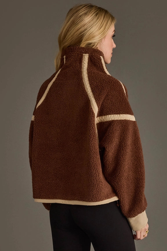 Cozy Relaxed Fit Half-Zip Sherpa Fleece Sweatshirt