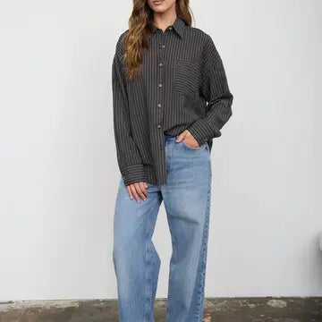 blu pepper pinstripe button down top