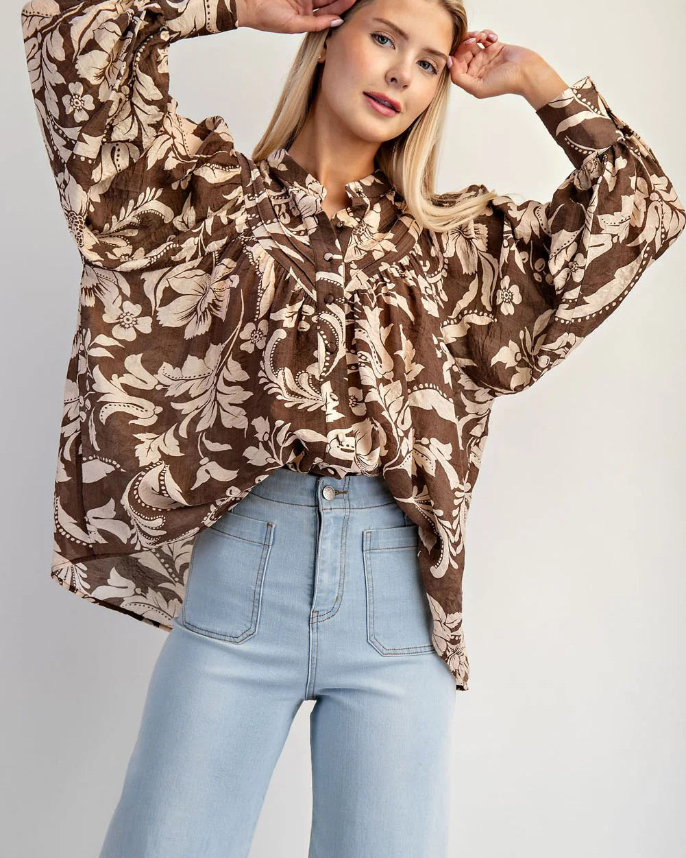 Floral Printed Long Sleeve Blouse