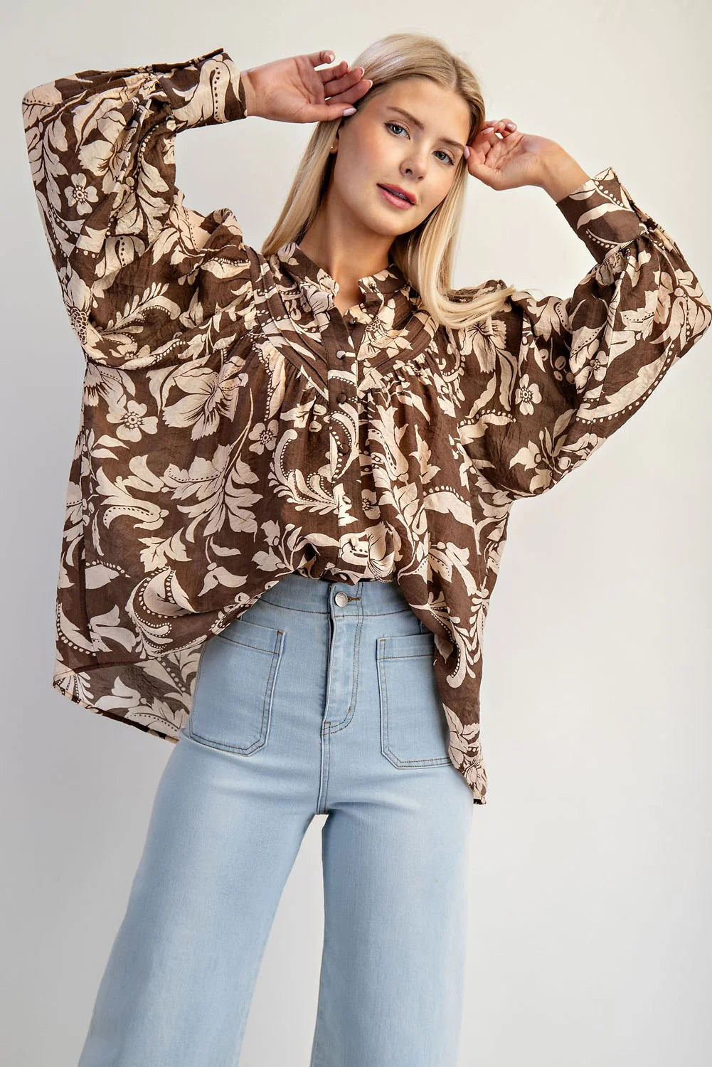 Floral Printed Long Sleeve Blouse