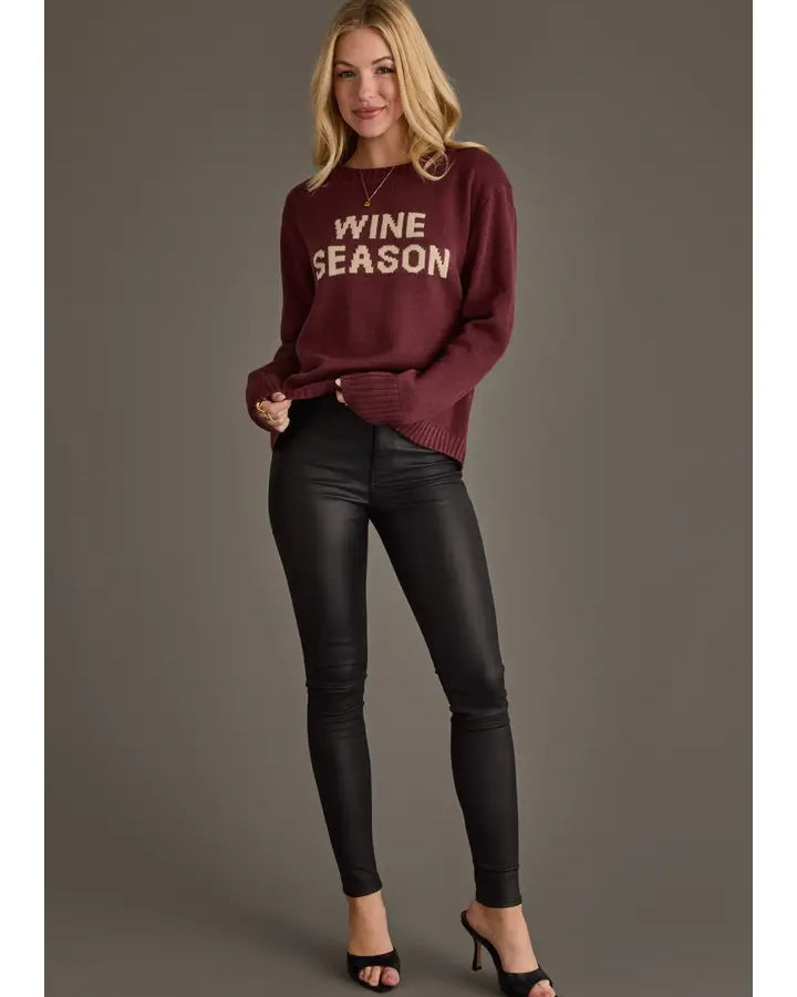"Wine Season" Graphic Knit Sweater