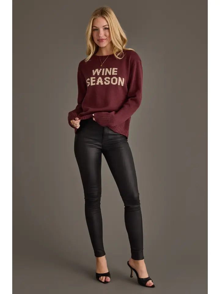 "Wine Season" Graphic Knit Sweater