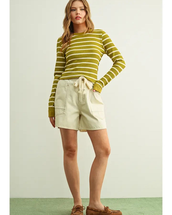 Washed Pocket Front with Tie Belt Shorts