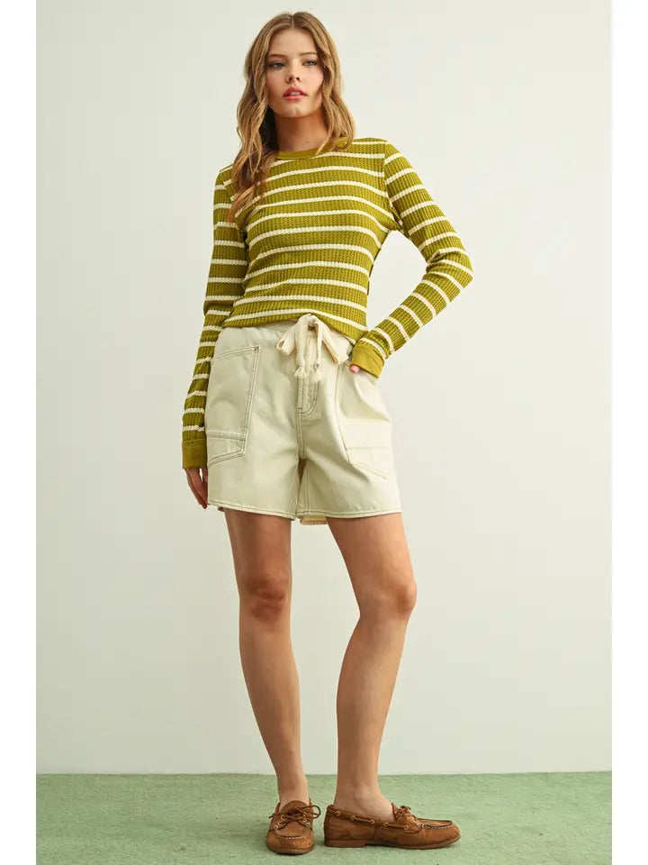 Washed Pocket Front with Tie Belt Shorts