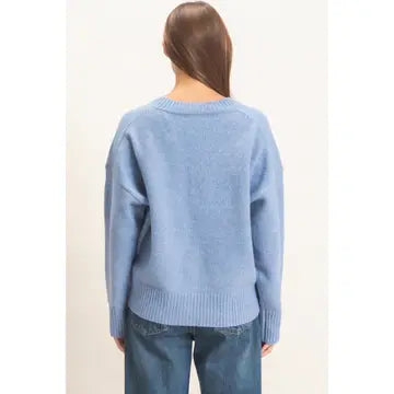 Cozy V-Neck Relaxed Fit Knit Sweater