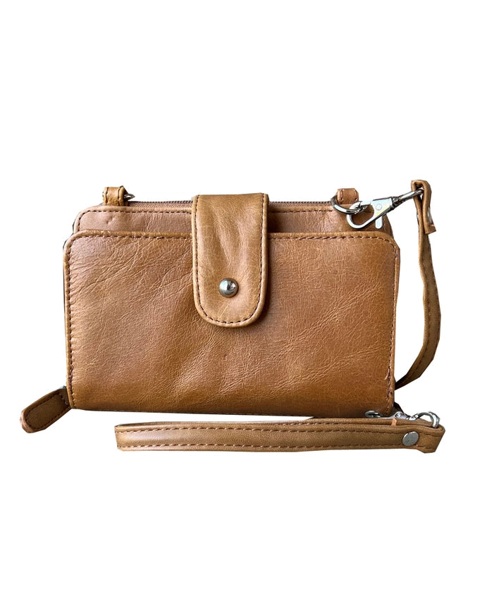 3-in-1 Genuine Leather Crossbody Phone Bag & Wristlet Wallet