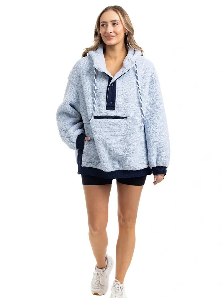 Two-Toned Sherpa Fleece Pullover