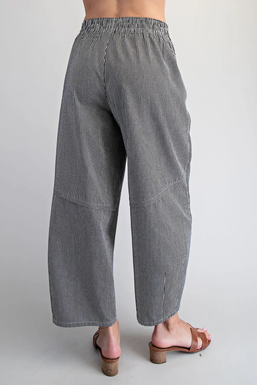 Piper Striped Curved-Seam Relaxed Barrel Pants