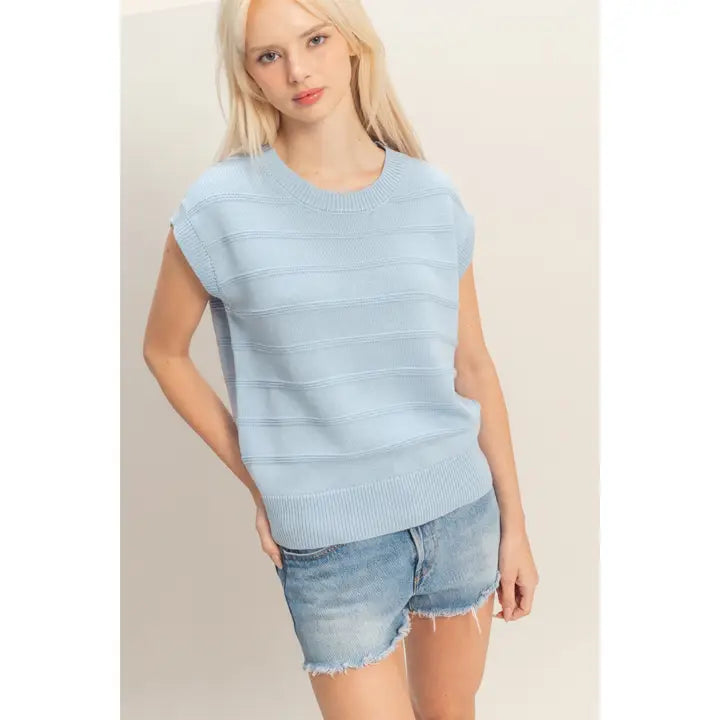 Textured Round Neck Dolman Sleeve Top