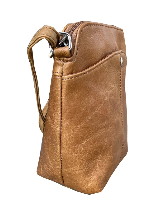 Genuine Cowhide Leather Mini Crossbody Bag & Multi-Pocket Phone Pouch