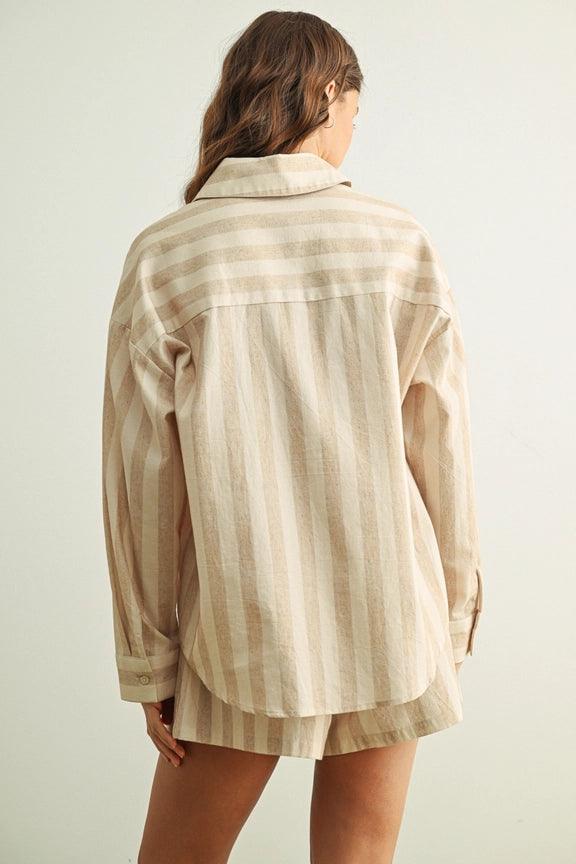 Aria Oversized Striped Button-Down Shirt