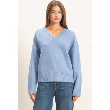 Cozy V-Neck Relaxed Fit Knit Sweater